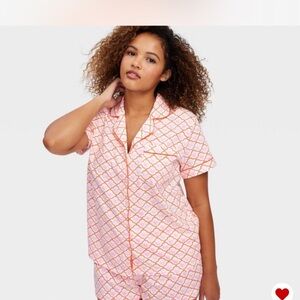 Roller Rabbit RARE Short-Sleeve Pajama Set Pink Orange heart print